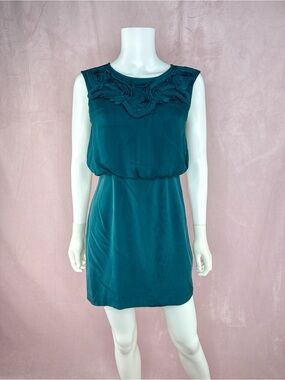 Tibi New York Womens 100% Silk Green Mini Dress Size 0 Sleeveless